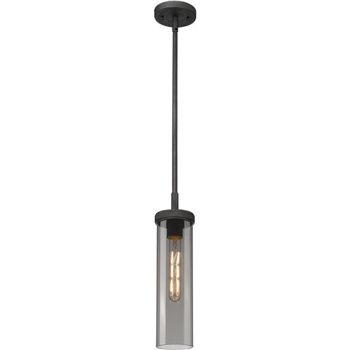 Lincoln 1 Light 3.88 inch Weathered Zinc Pendant Ceiling Light in Plated Smoke Glass