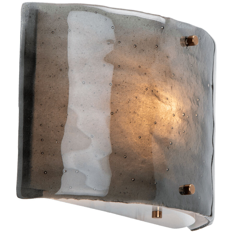 Textured Glass 1 Light 11.4 inch Matte Black Cover Sconce Wall Light in Ivory Wisp, Round