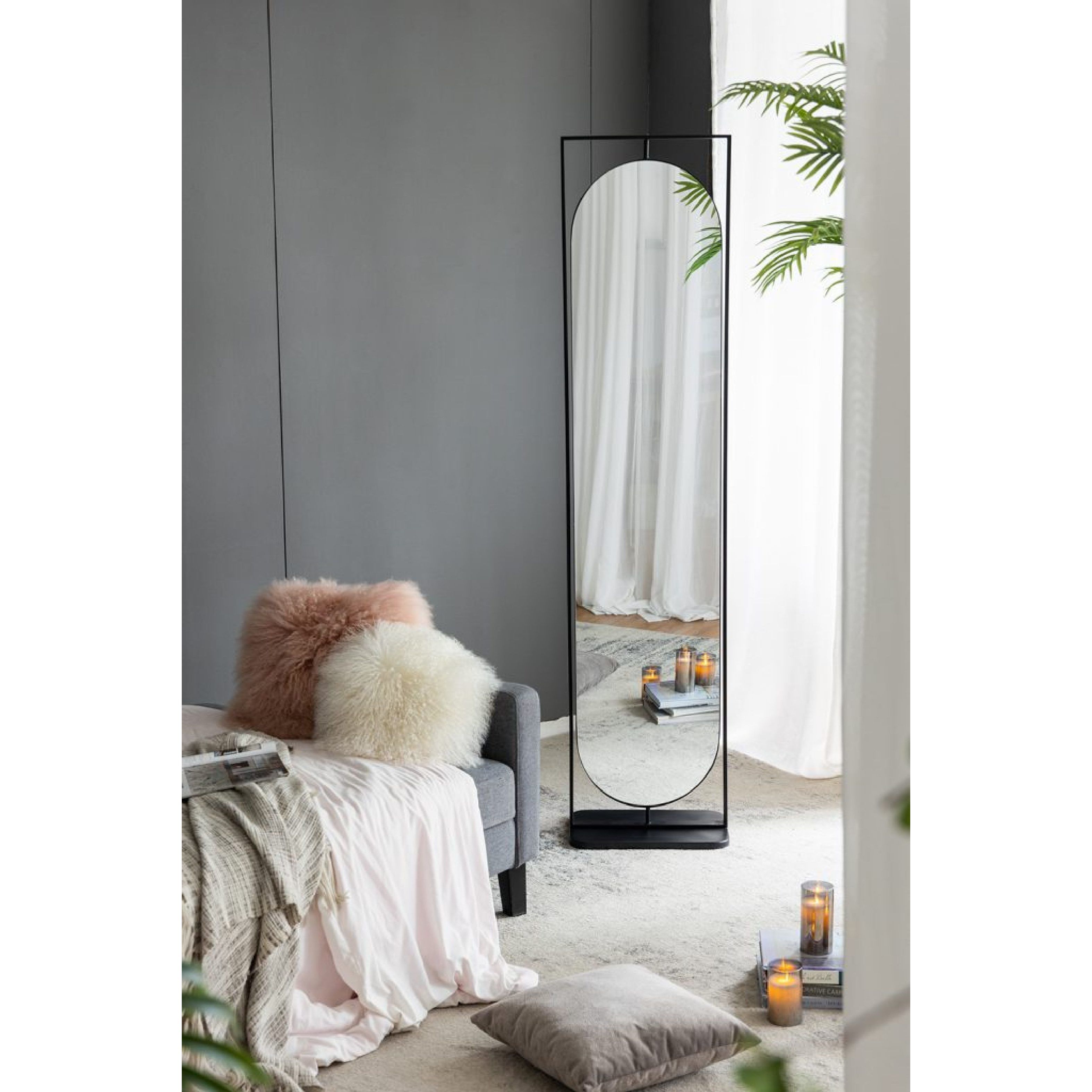 Full 77.8 X 18.1 inch Black Mirror