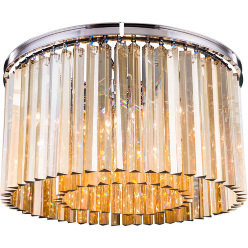 Sydney 8 Light 26 inch Polished Nickel Flush Mount Ceiling Light in Golden Teak, Urban Classic