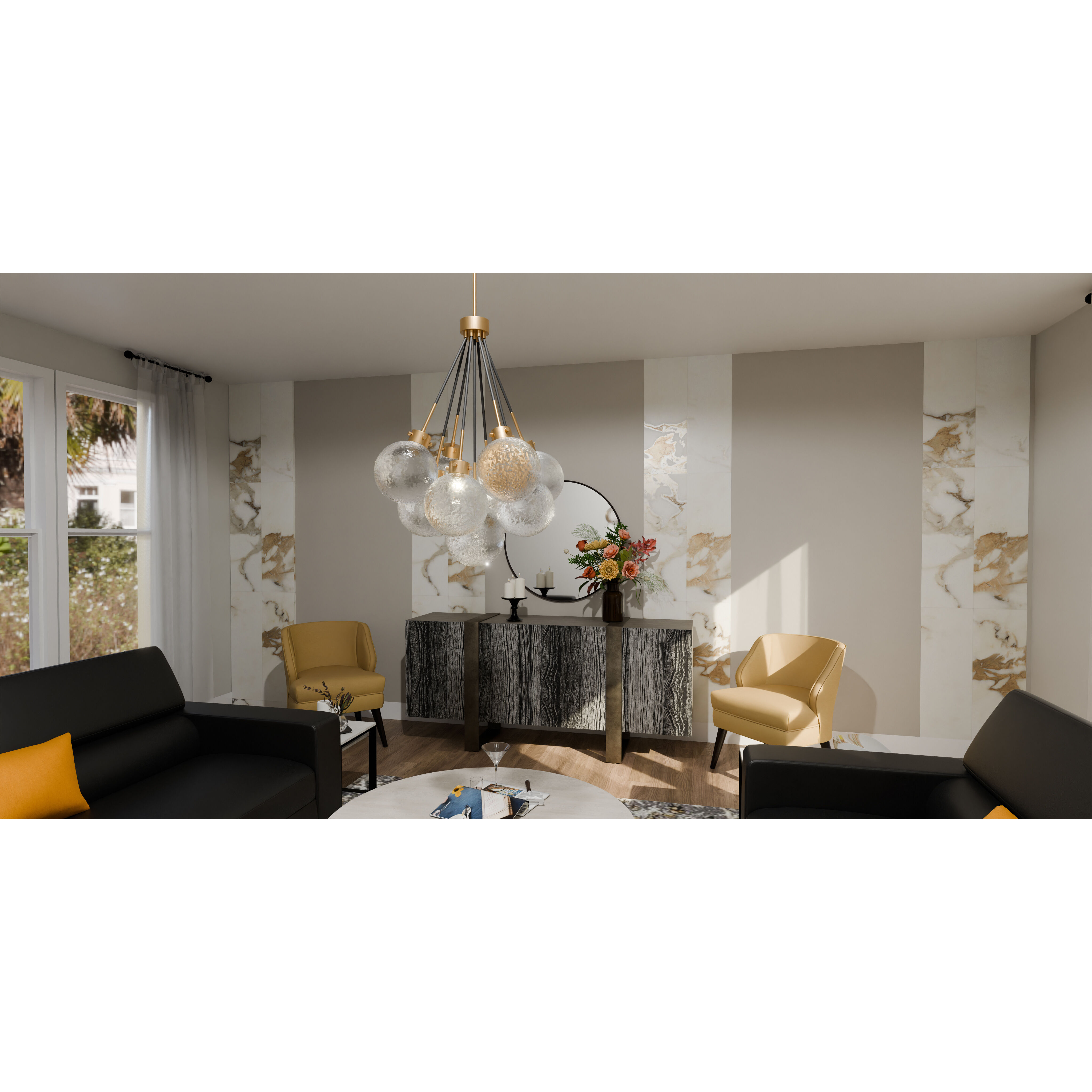 Soiree 4 Light 22 inch Brushed Weathered Brass Pendant Ceiling Light