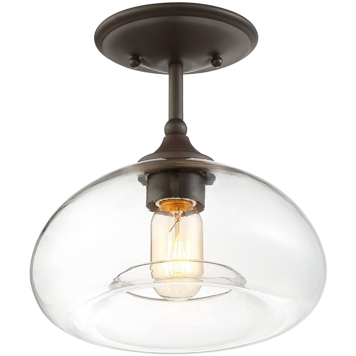 Modern 1 Light 10.75 inch Oil Rubbed Bronze Semi-Flush Ceiling Light