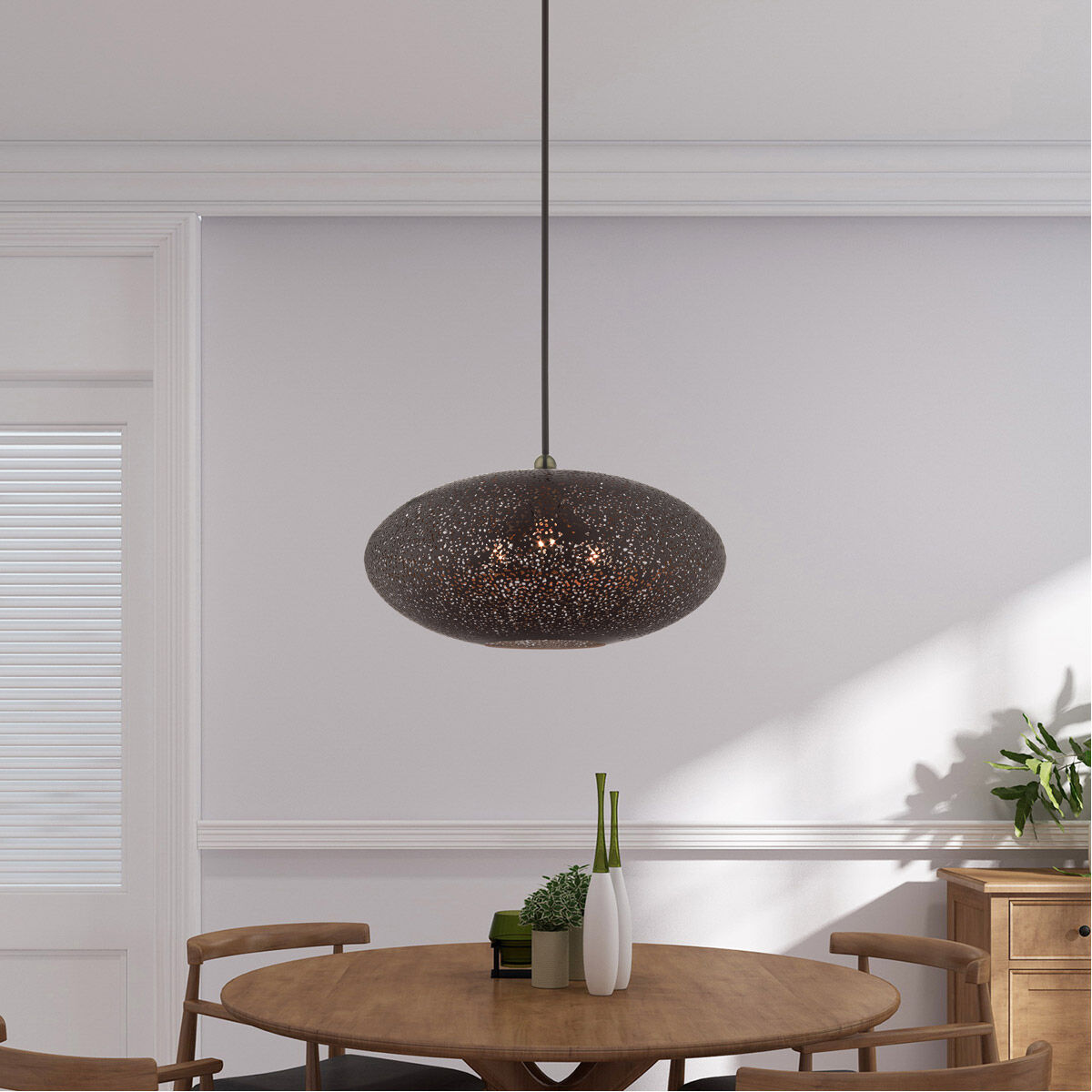 Charlton 3 Light 24 inch Bronze with Antique Brass Accents Pendant Ceiling Light