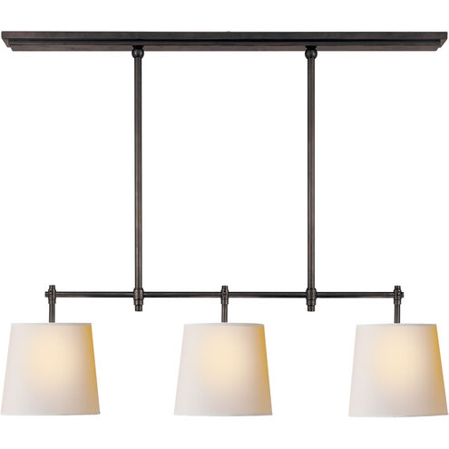 Thomas O'Brien Bryant 3 Light 36 inch Bronze Billiard Light Ceiling Light in Natural Paper, Small