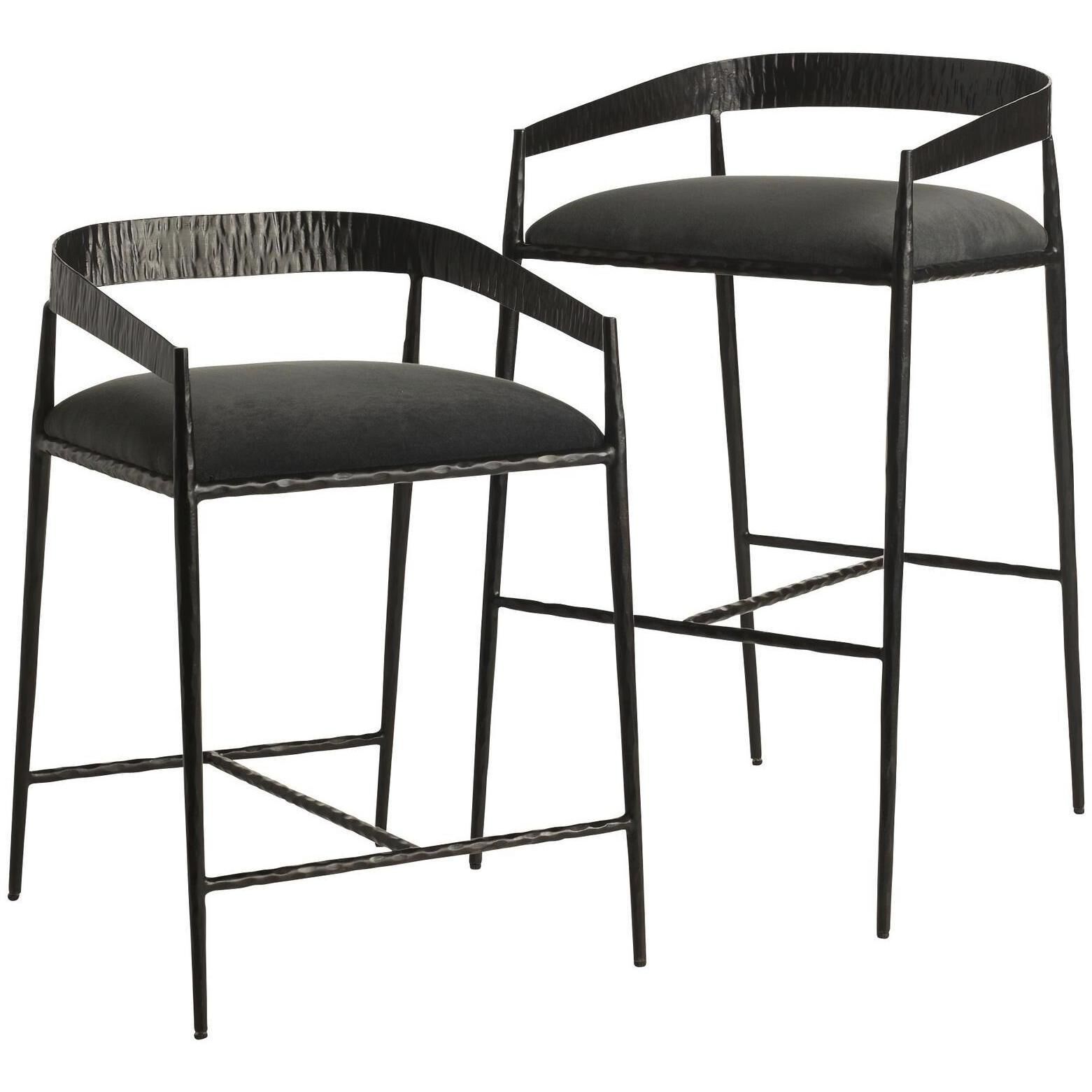 Ansel 36.5 inch Midnight Grey and Natural Iron Bar Stool