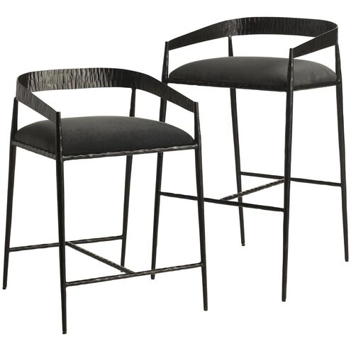 Ansel 36.5 inch Midnight Grey and Natural Iron Bar Stool