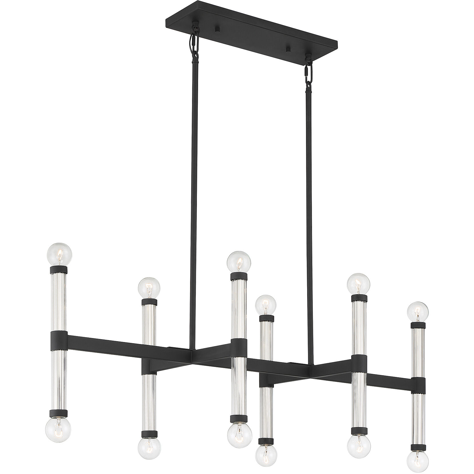 Kingsburg 12 Light 38 inch Matte Black Linear Chandelier Ceiling Light