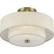 Monroe 2 Light 13 inch Antique Brass Semi Flush Mount Ceiling Light, Medium