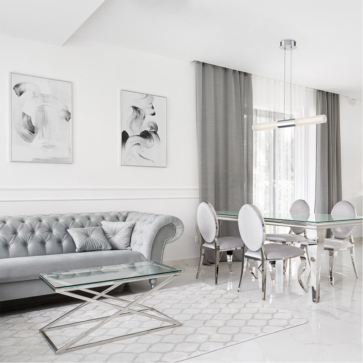 Crossley LED 3 inch Chrome Pendant Ceiling Light