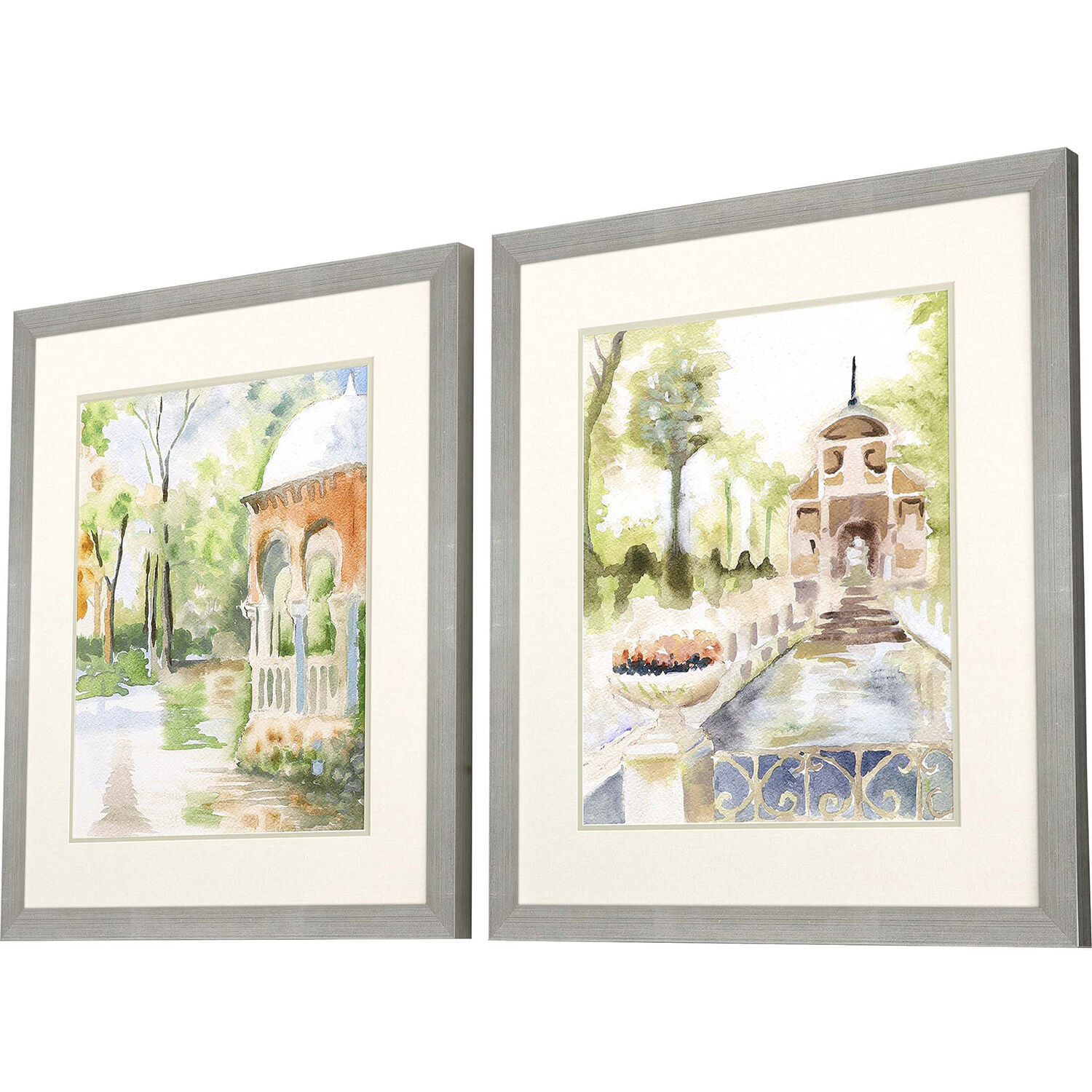Scenic Green and Multi and Orange and Beige Framed Art