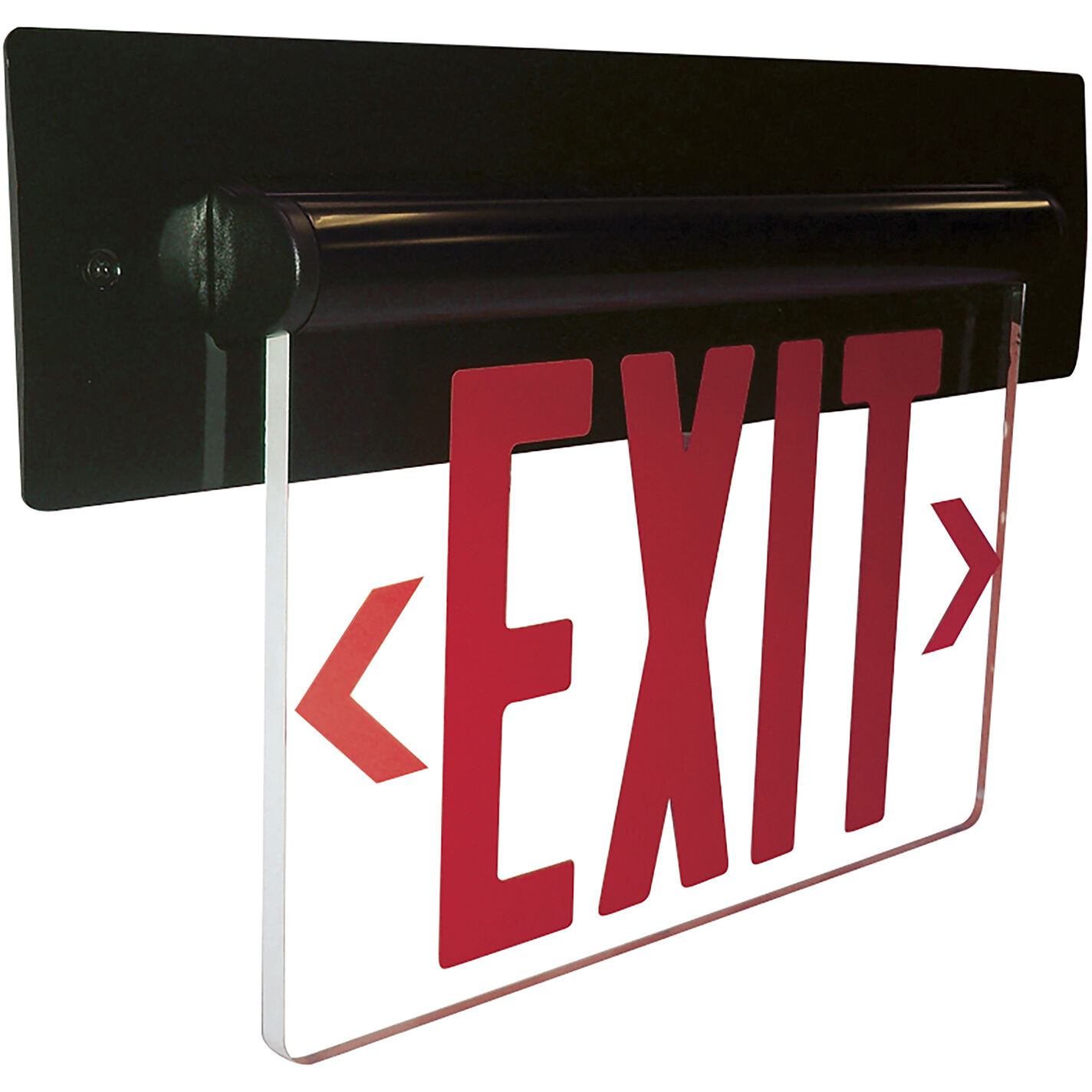 Architectural 1 Light Red Letters and Black Housing Exit / Emergency Ceiling Light in Single-Faced, Red / Clear / Black
