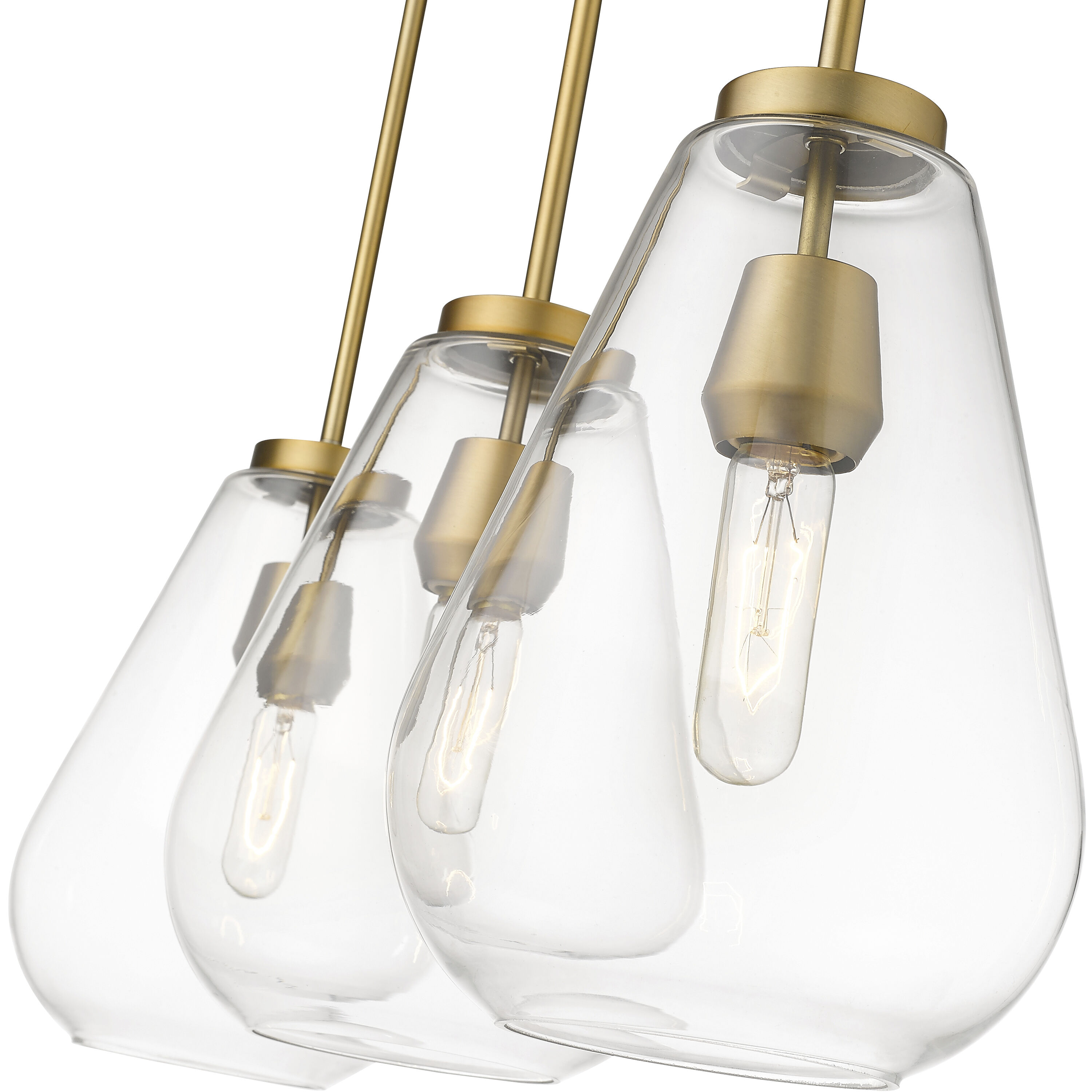 Ayra 3 Light 36 inch Olde Brass Linear Chandelier Ceiling Light