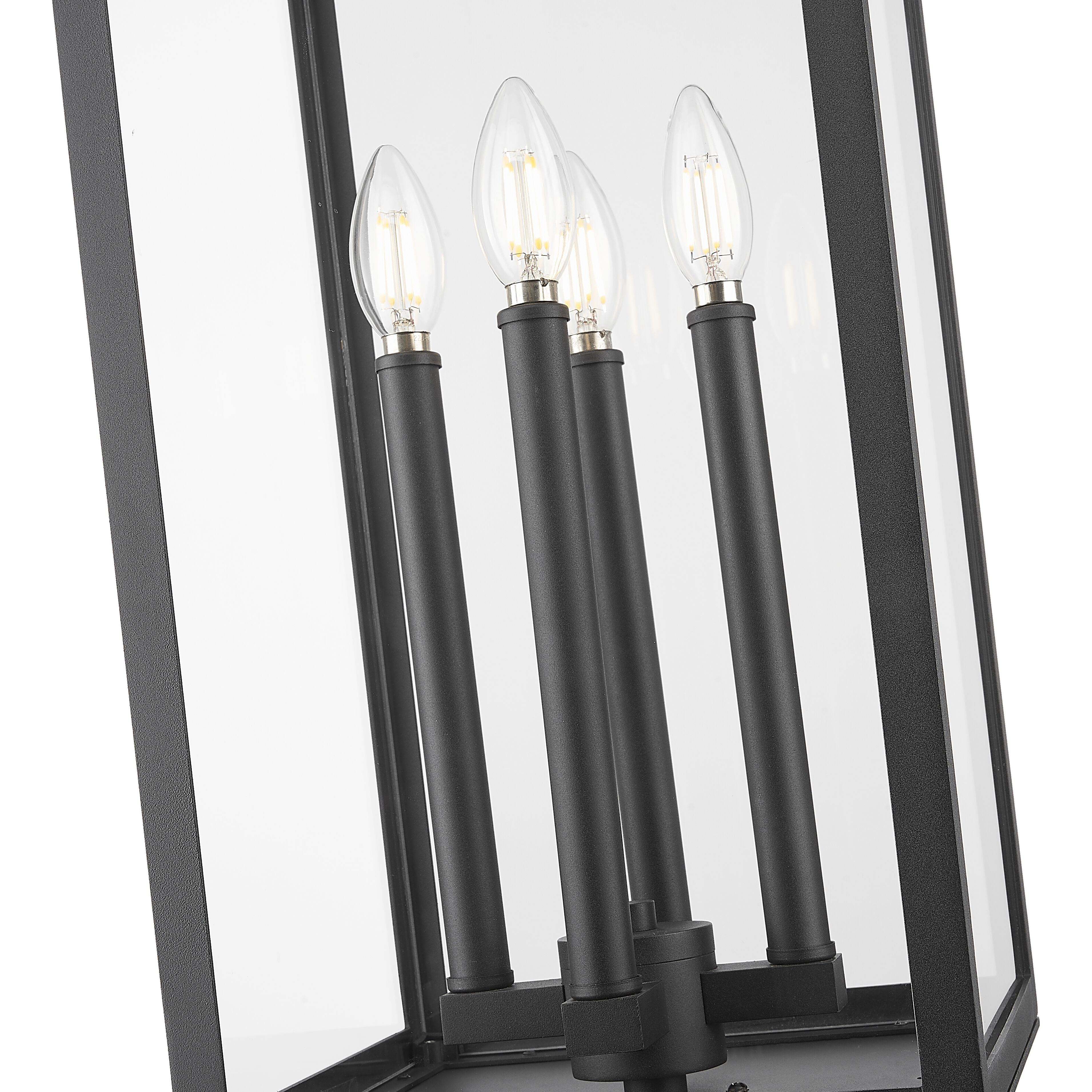 Nova 4 Light 29.5 inch Black Outdoor Pier Mounted Fixture in Clear Glass