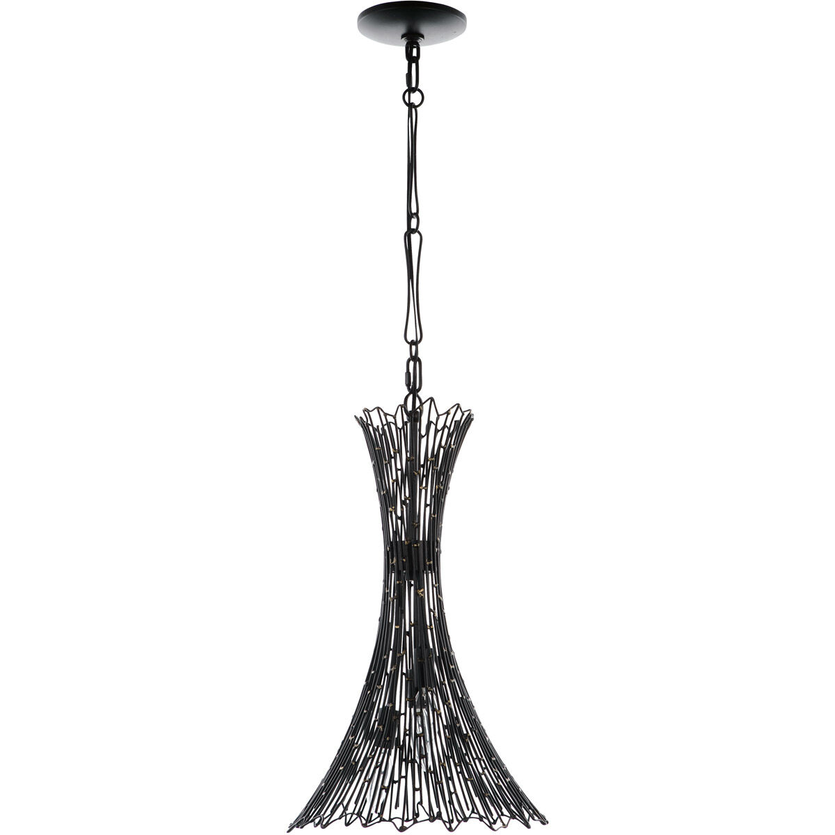 Rikki 3 Light 13 inch Carbon and Aged Gold Pendant Ceiling Light