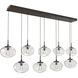 Nova Incandescent 9 Light Flat Bronze Linear Pendant Ceiling Light in Clear, Multi-Port