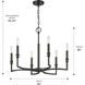 Ellyn 25 inch 60.00 watt Matte Black Chandelier Ceiling Light