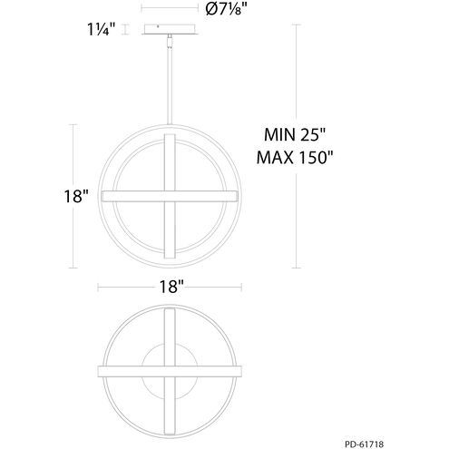 Kinetic LED 18 inch Titanium Indoor Hanging Lighting Ceiling Light