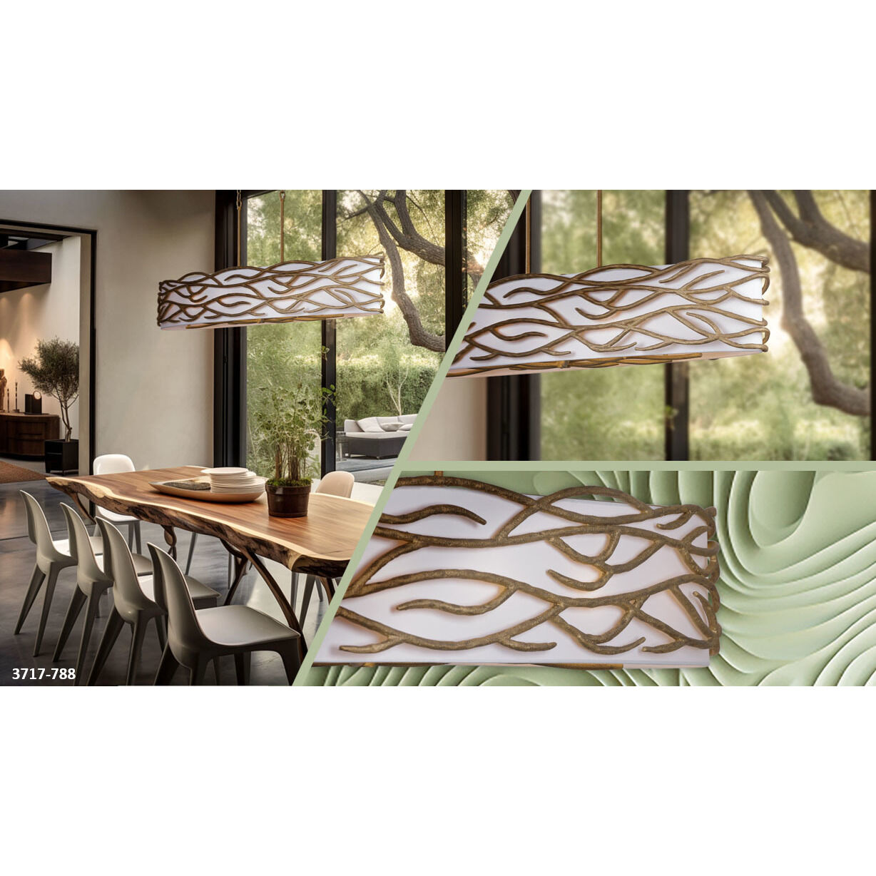 Branch Reality 10 Light 60 inch Textured Ashen Gold Island Light Ceiling Light