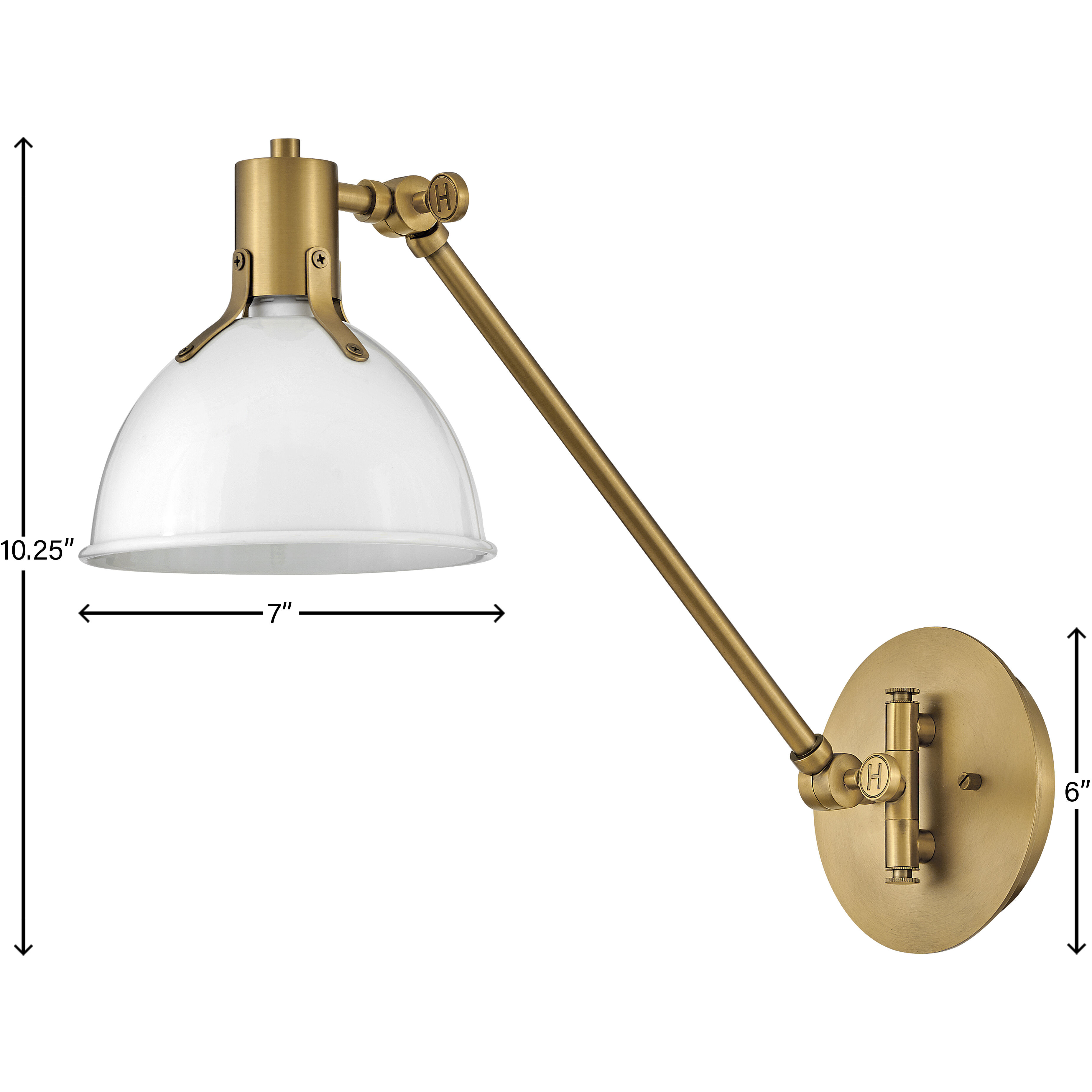 Argo 1 Light 7 inch Polished White with Lacquered Brass Indoor Wall Sconce Wall Light