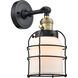 Franklin Restoration Small Bell Cage LED 6 inch Black Antique Brass Sconce Wall Light, Franklin Restoration