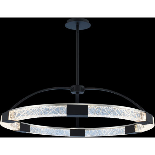 Athena LED 32 inch Matte Black with Polished Nickel Pendant Ceiling Light in Matte Black W/ Polished Nickel