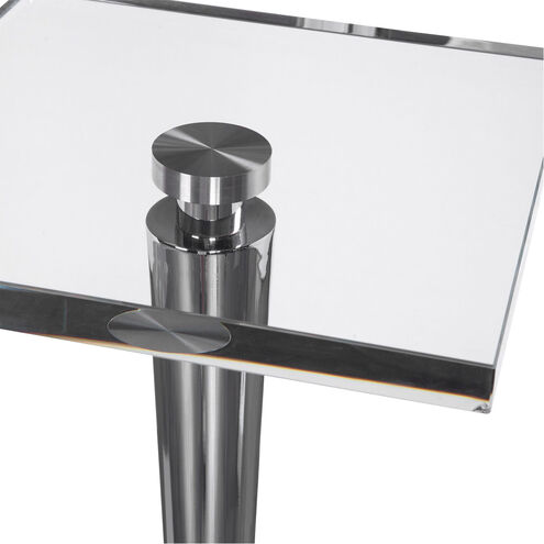 Campeiro 29 X 13 inch Crystal and Polished Nickel with Black Marble Drink Table