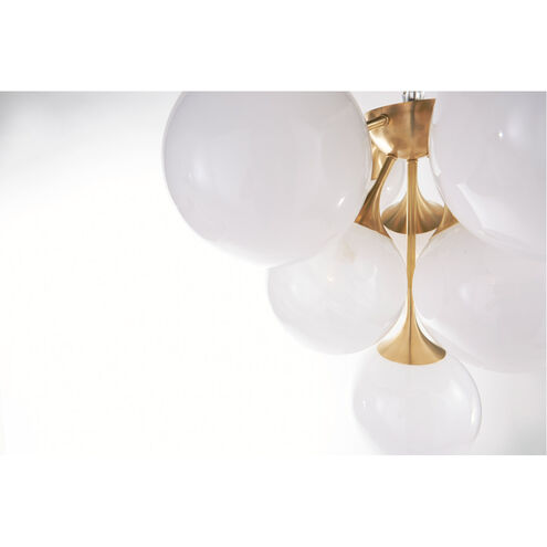 ARN5401HABWG in Hand-rubbed Antique Brass by Visual Comfort in London, ON -  Cristol Tiered Chandelier in Hand-Rubbed Antique Brass with White Strie  Glass