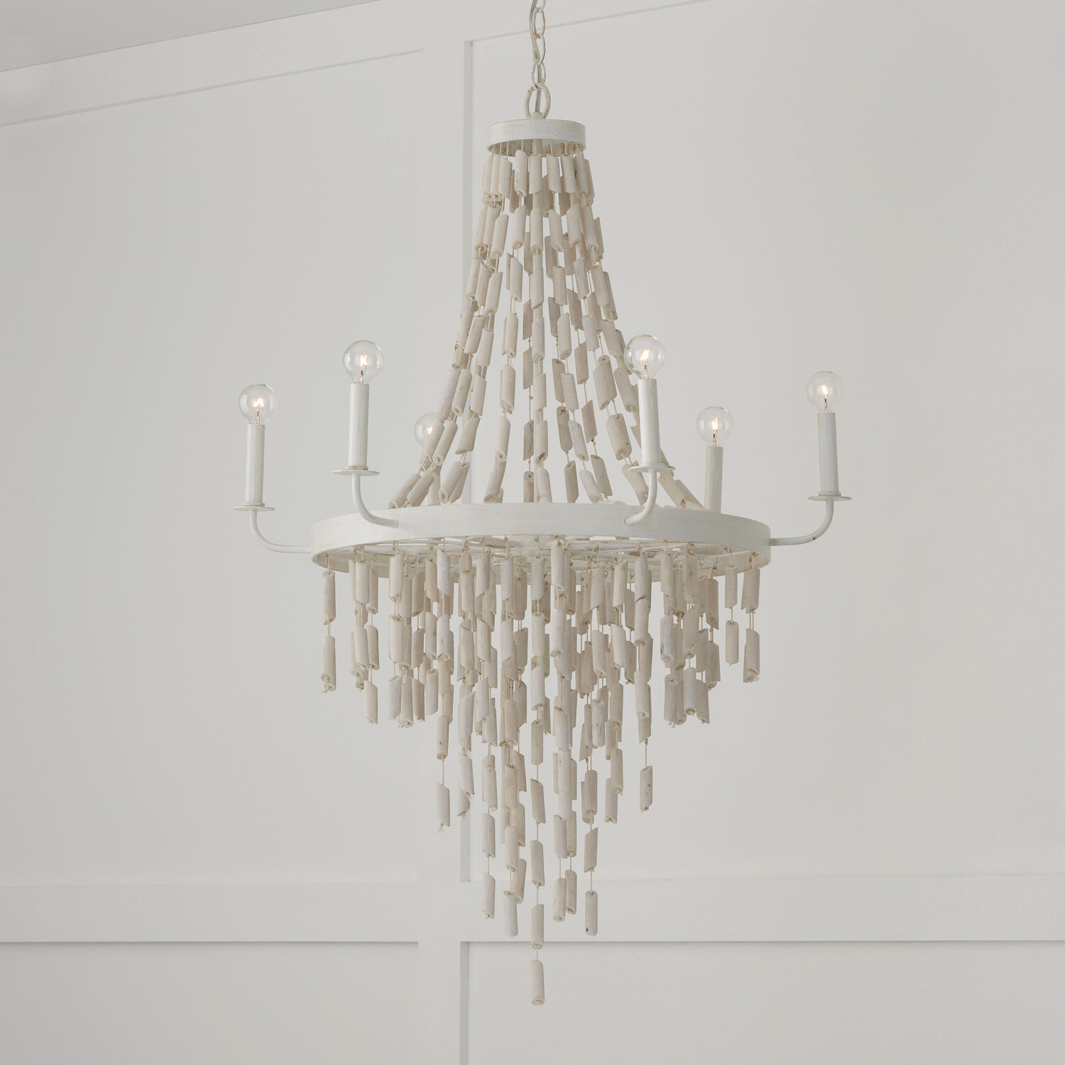 Capital Lighting 447761OW Carissa 6 Light Chandelier Organic White