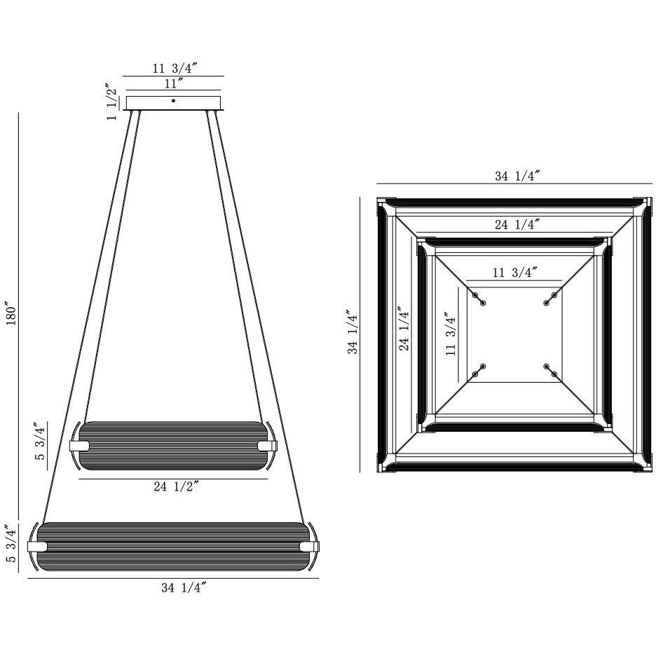 Neoness LED 34.25 inch Matte Black Grand Chandelier Ceiling Light in Clear