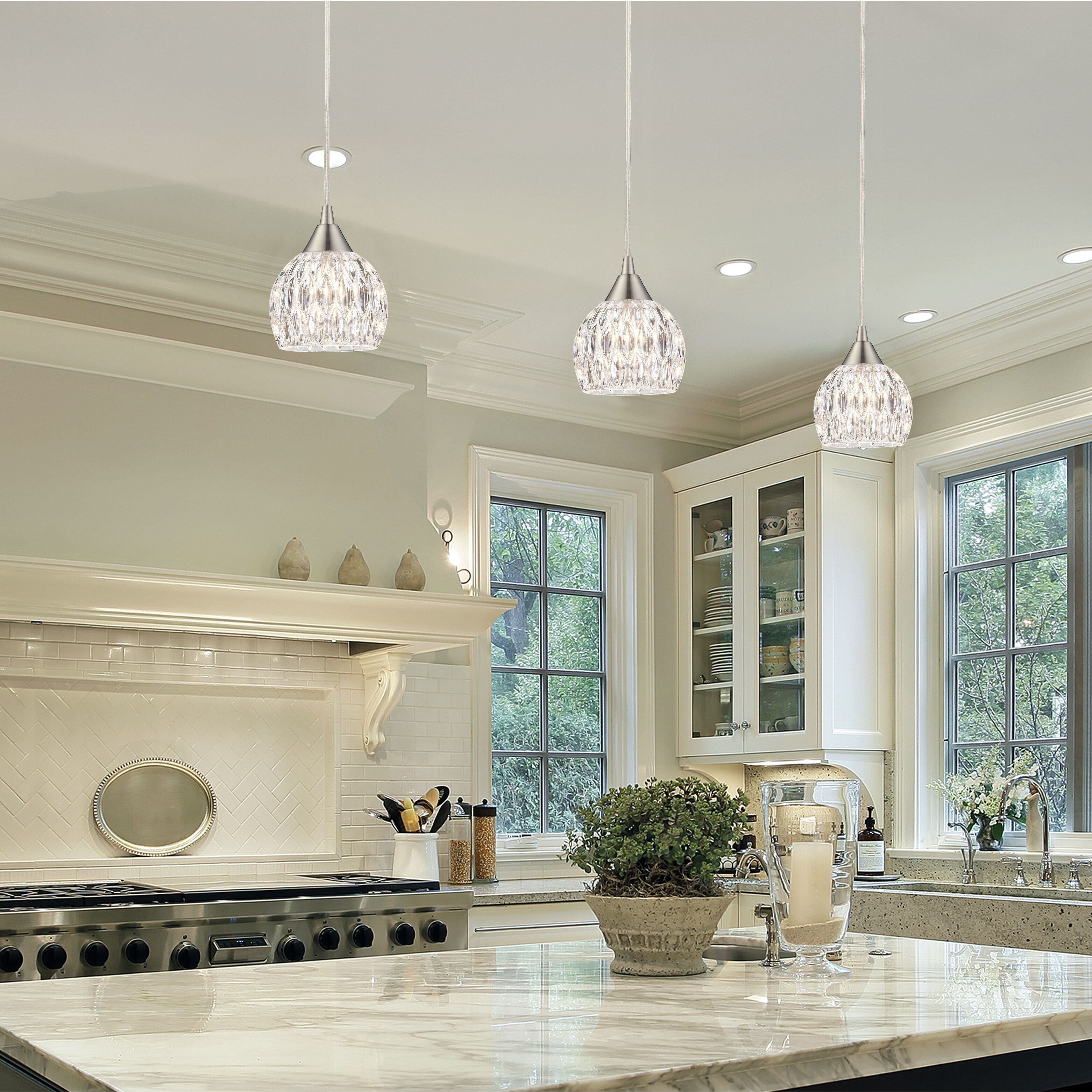 Kersey LED 5 inch Satin Nickel Pendant Ceiling Light