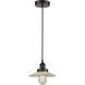 Edison Halophane 1 Light 9 inch Matte Black Mini Pendant Ceiling Light