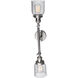 Franklin Restoration Small Bell 2 Light 16 inch Brushed Satin Nickel Bath Vanity Light Wall Light in Seedy Glass, Franklin Restoration