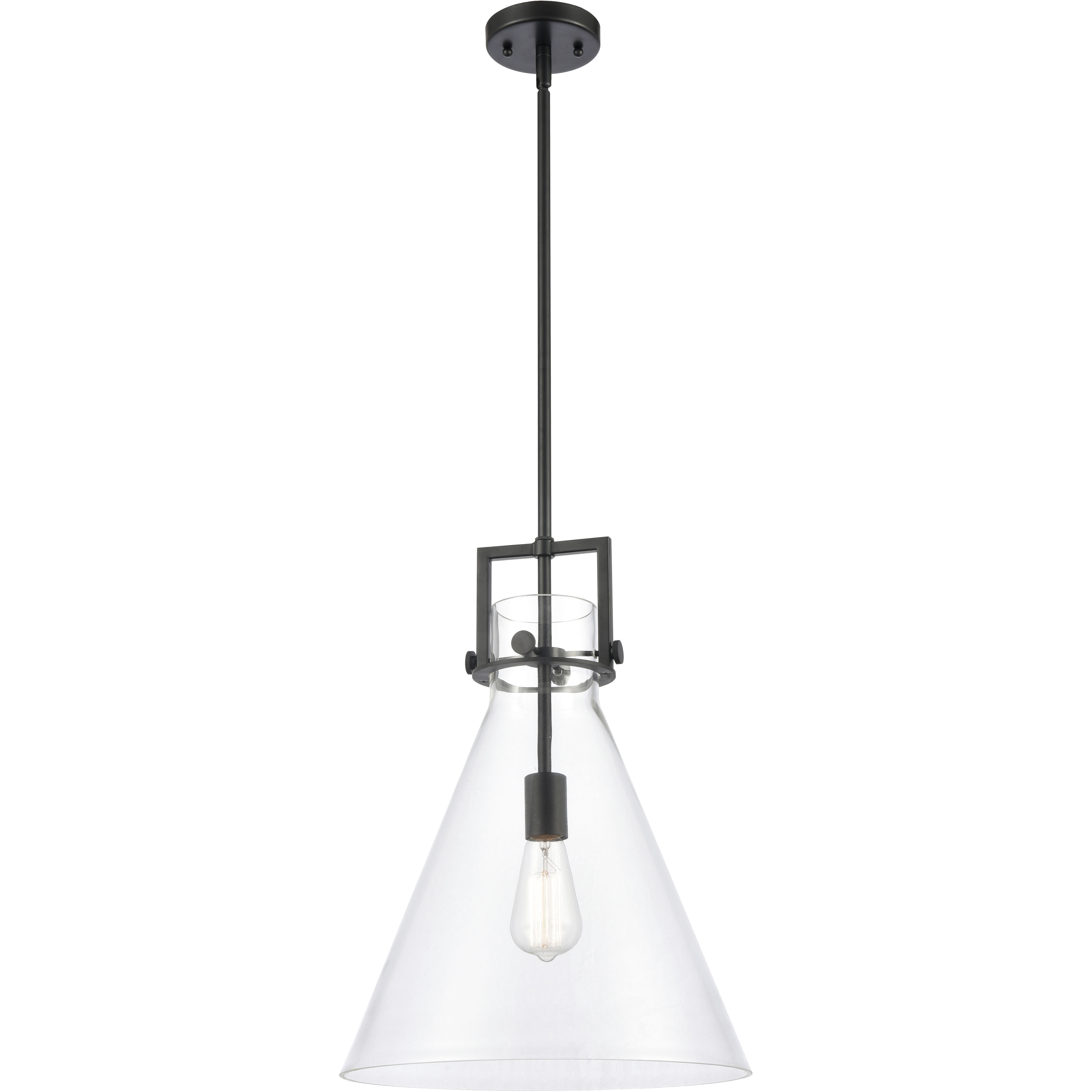 Downtown Urban Newton Cone 1 Light 14 inch Matte Black Pendant Ceiling Light in Clear Glass