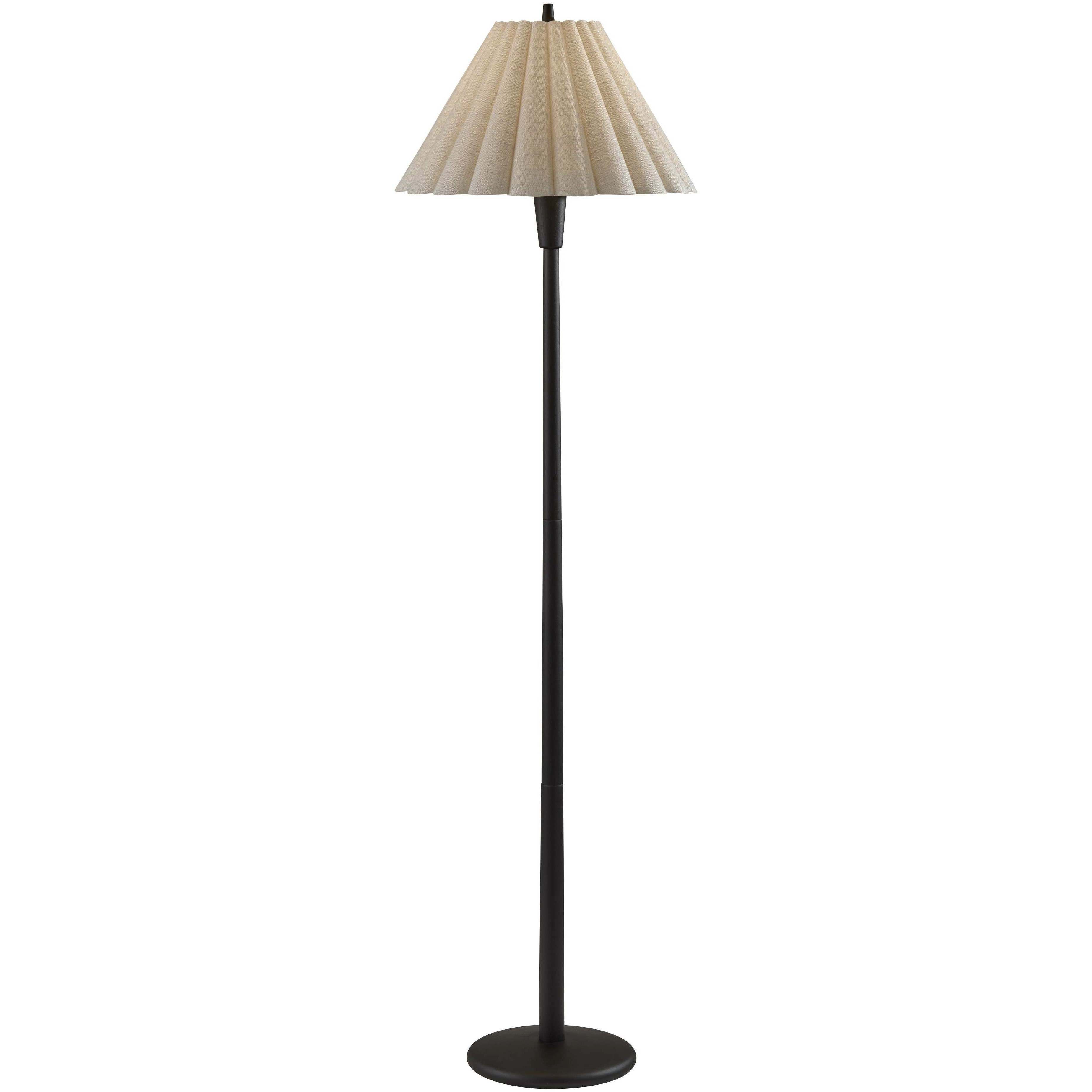 Scallop 60.75 inch 100.00 watt Black Wood Floor Lamp Portable Light