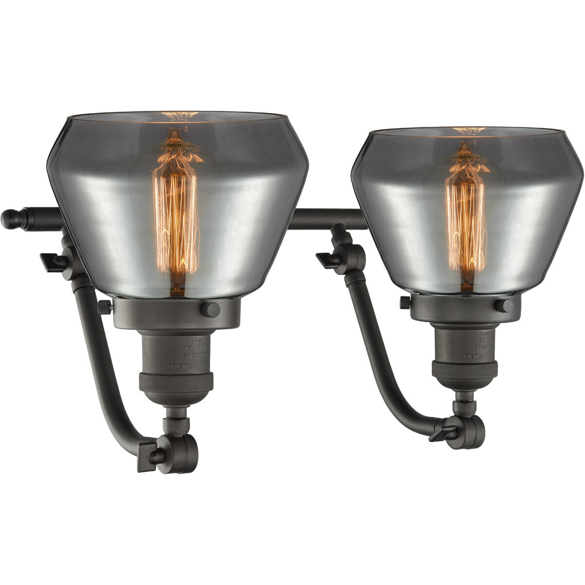 Franklin Restoration Fulton 2 Light 18 inch Oil Rubbed Bronze Bath Vanity Light Wall Light in Plated Smoke Glass, Franklin Restoration