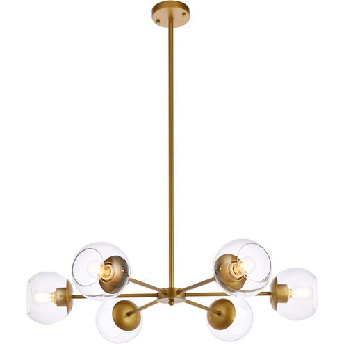 Briggs 6 Light 30 inch Brass Pendant Ceiling Light