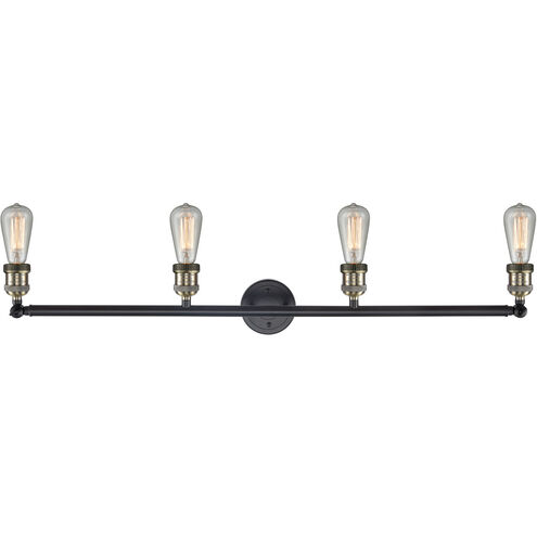 Franklin Restoration Bare Bulb LED 42 inch Black Antique Brass Bath Vanity Light Wall Light