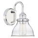 Baxter 1 Light 7 inch Chrome Sconce Wall Light in Clear