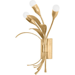 Bilston 3 Light 12.75 inch Vintage Gold Leaf Wall Sconce Wall Light