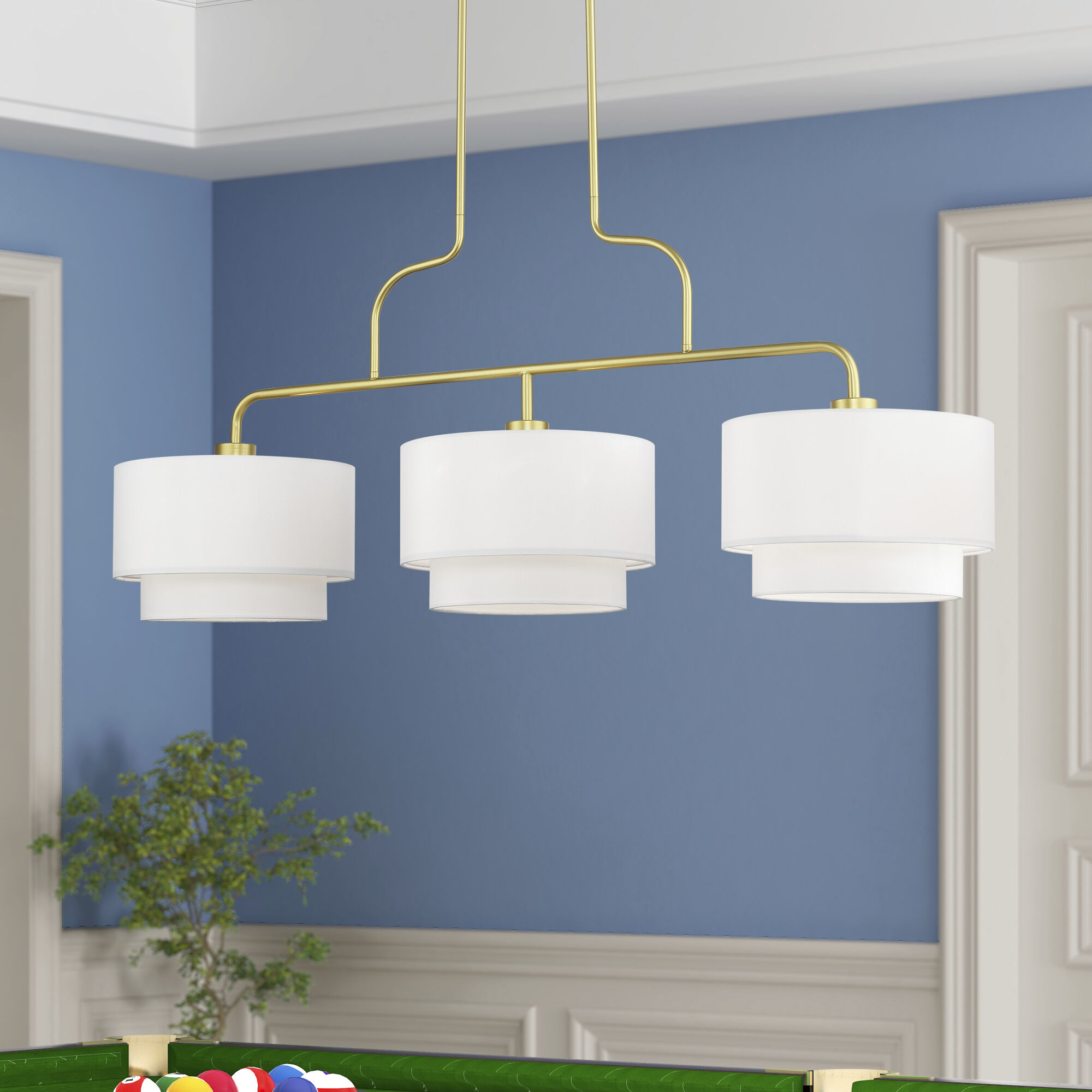 Manorwood 3 Light 49 inch Soft Gold Linear Chandelier Ceiling Light