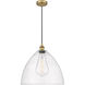 Edison Dome 1 Light 16 inch Brushed Brass Pendant Ceiling Light