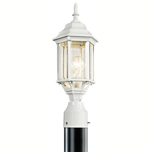 Chesapeake 1 Light 18 inch White Outdoor Post Lantern in Clear Beveled Glass