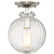 Modern 1 Light 8 inch Polished Nickel Semi-Flush Ceiling Light