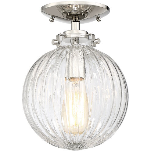 Modern 1 Light 8 inch Polished Nickel Semi-Flush Ceiling Light