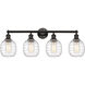 Edison Belfast 4 Light 33 inch Oil Rubbed Bronze Bath Vanity Light Wall Light in Deco Swirl Glass