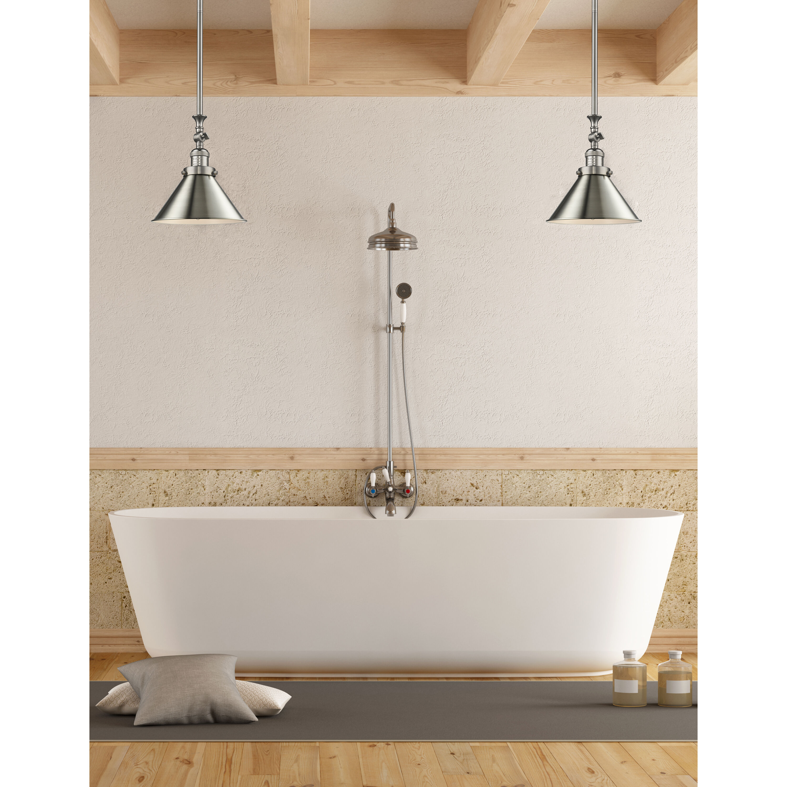 Franklin Restoration Briarcliff 1 Light 10 inch Brushed Satin Nickel Mini Pendant Ceiling Light in Incandescent, Franklin Restoration