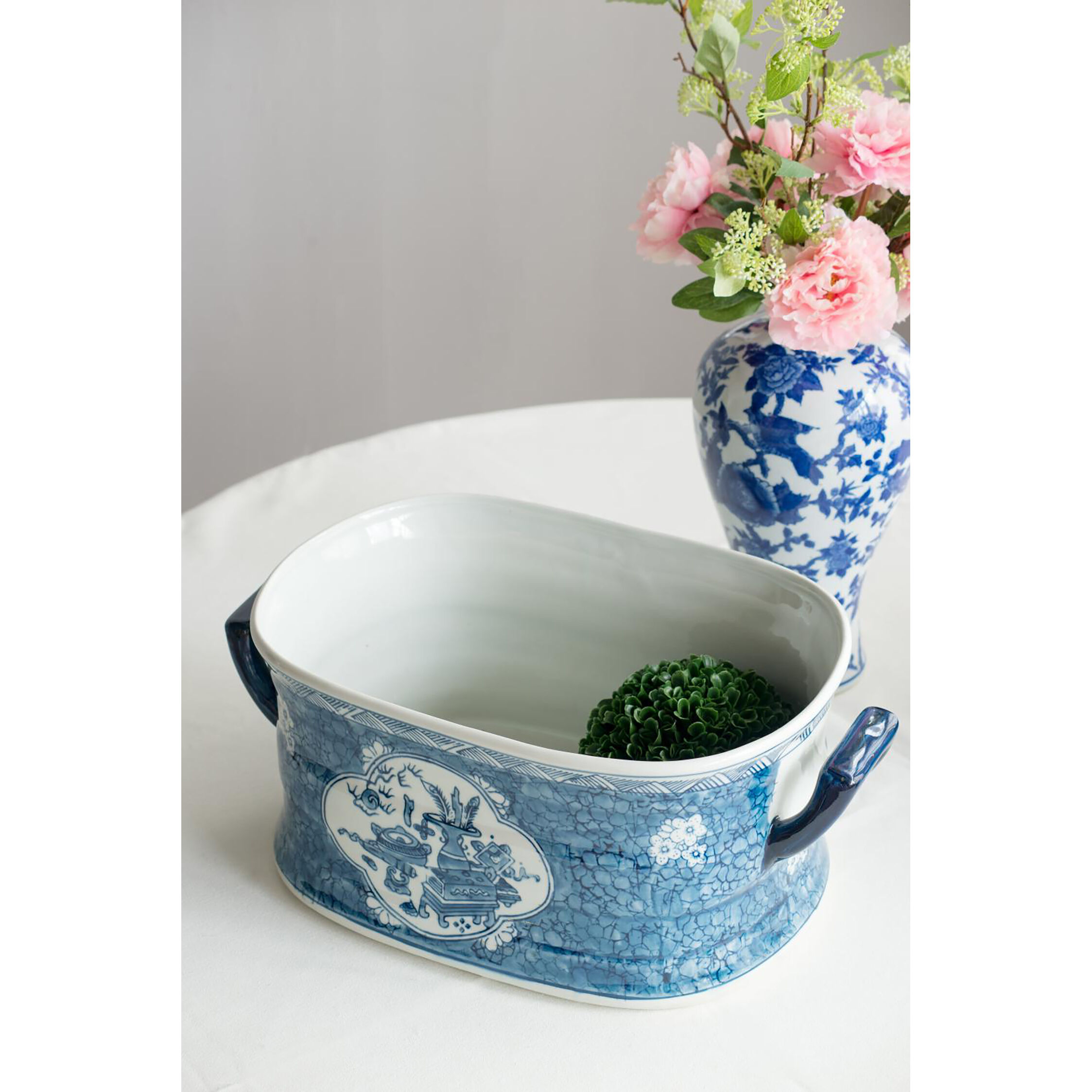 Kelda Blue and White Planter, Set of 2