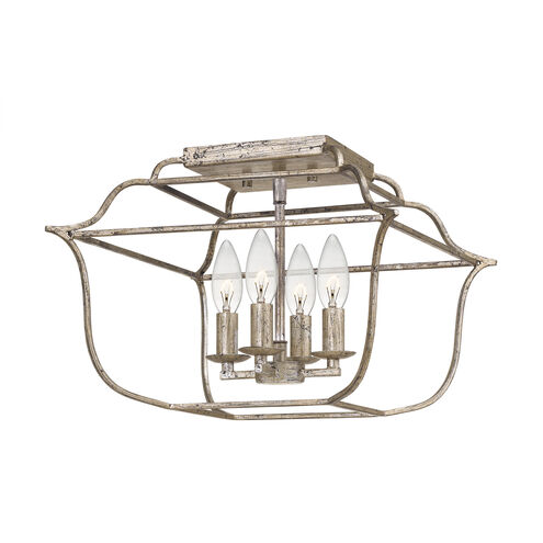Gallery 4 Light 14 inch Century Silver Leaf Semi-Flush Mount Ceiling Light