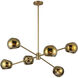 Alora Mood Willow 6 Light 37 inch Brushed Gold Chandelier Ceiling Light in Copper Glass