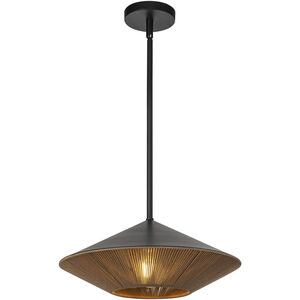Daphne 1 Light 15 inch Matte Black and Brown Cotton Rope Pendant Ceiling Light